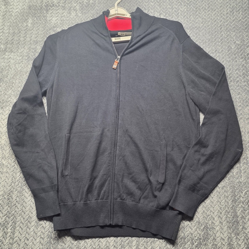 Ben Sherman Men’s Track Jacket XL Mod Fit Full Zip Black Cotton ME10726 NEW